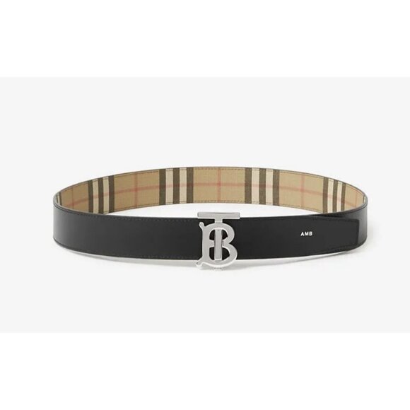 Burberry Men’s TB Monogram Motif Vintage Check Reversible Belt 85cm - Picture 2 of 9
